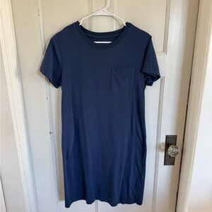 Pact navy blue organic cotton shirt dress size medium